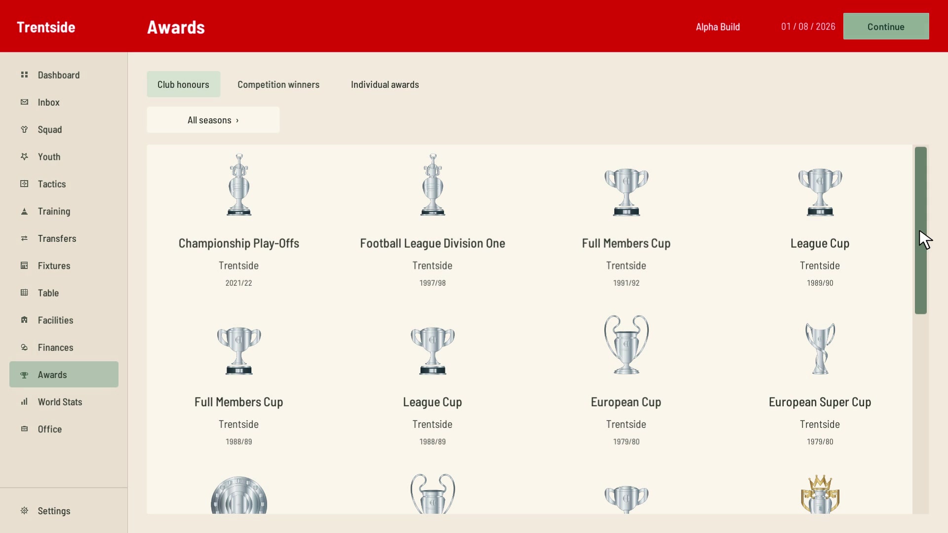 Trentside trophy cabinet filled with league and cup honours